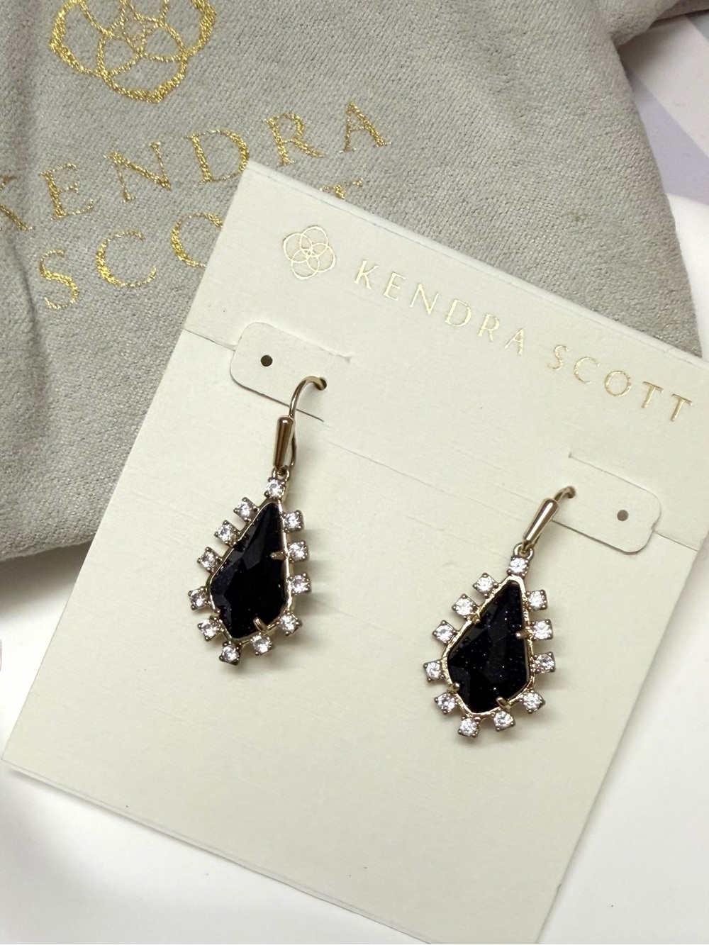Kendra Scott Navy Teardrop Halo Drop Earrings